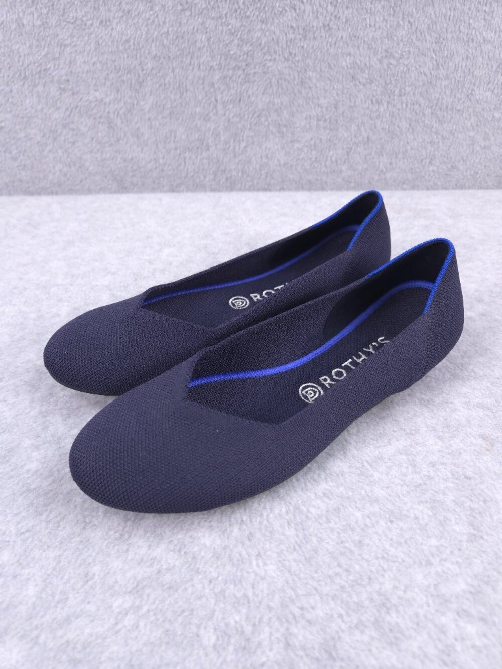 Rothys The Flat Womens 9.5 Blue Ballet Flats Round Toe Slip On Shoes Comfort